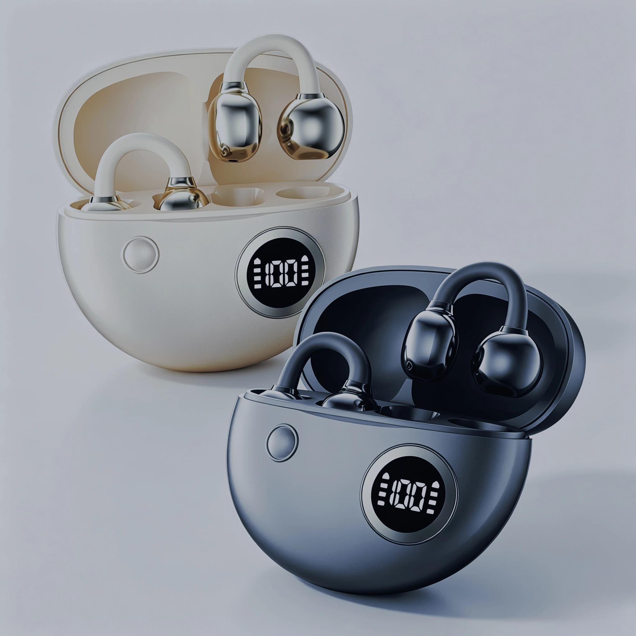 Clip‑on Bluetooth Wireless Earbuds Hi‑Fi Stereo Sound Extended Playtime Digital Battery Indicator Secure Non‑slip Wearing