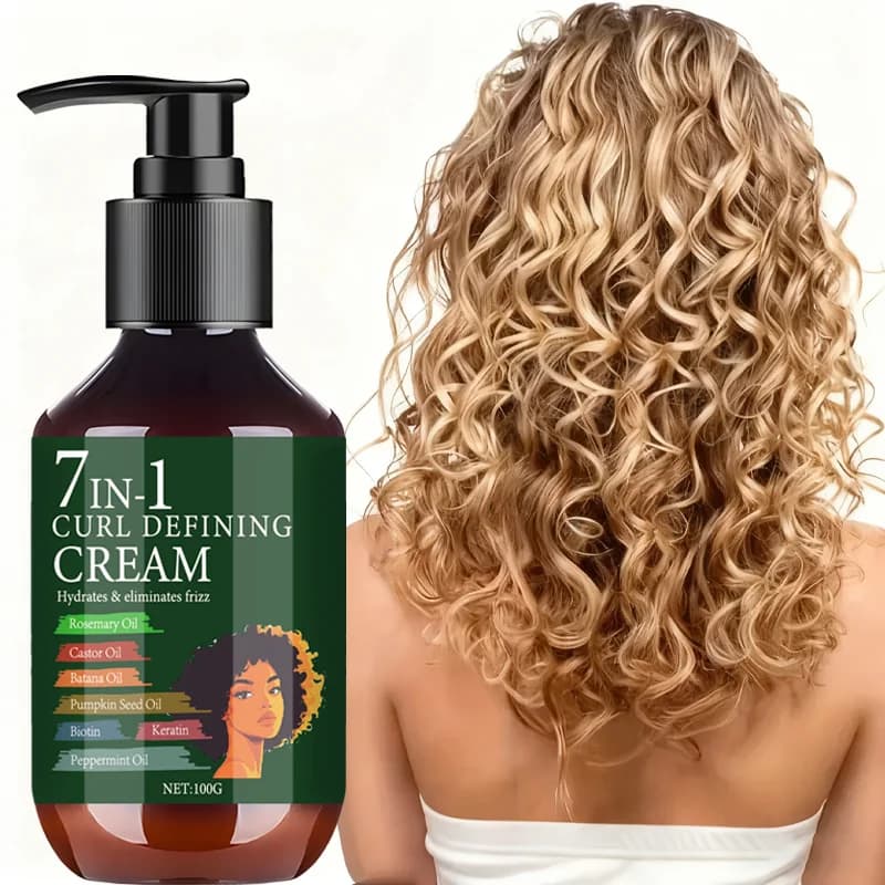 7 IN 1 crema definente per ricci 1 + 1 confezione da 100 g con biotina cheratina collagene vitamina C idratante anti crespo styling dei capelli affare a buon mercato