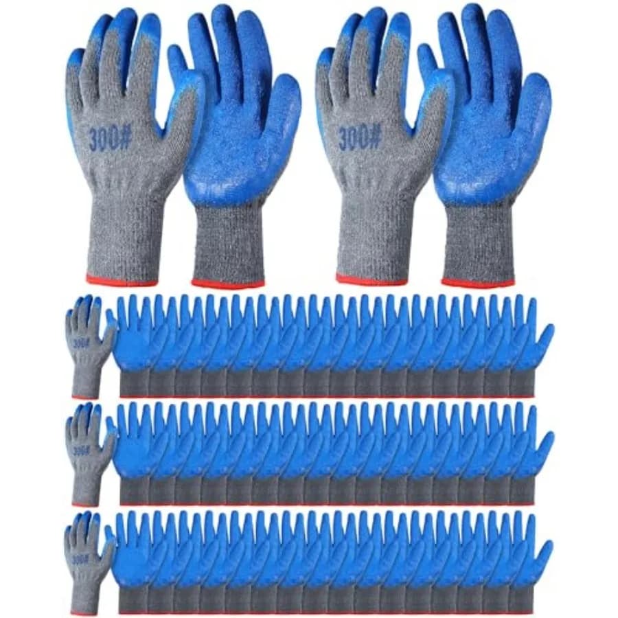 Guanti di Sicurezza in Lattice Blu a Doppio Rivestimento, Grandi, per Lavori Edili e Giardinaggio, Taglia M