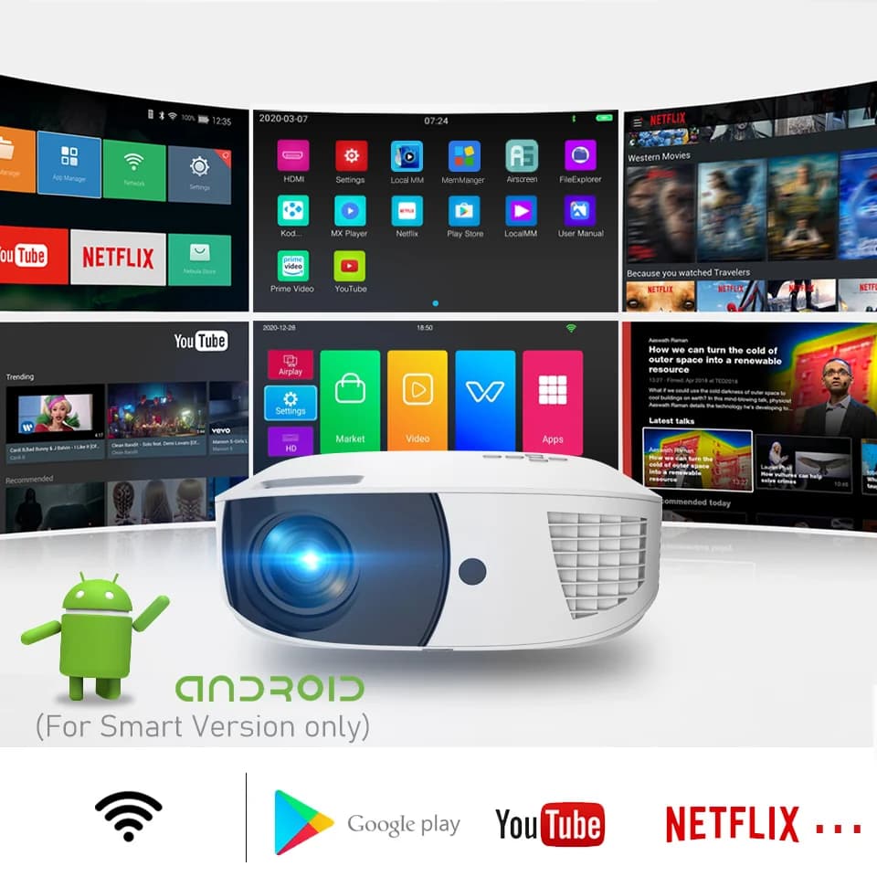 K20X HD Led Portable Phones Mobile Overhead Tv Projector Smart Phone Projector for Sale WIFI Big Screen Android