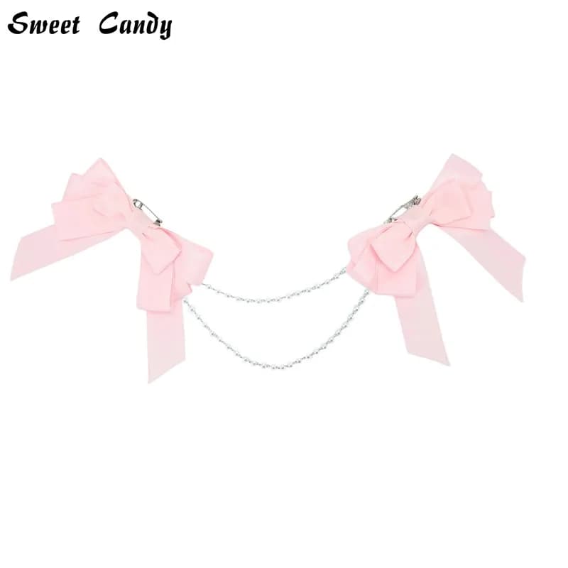 Luxury Ita Bag Bow, Detachable Pearl Necklace, Ita Bags Accessories, Long Streamers Ribbon Award, Lolita Gate Knot
