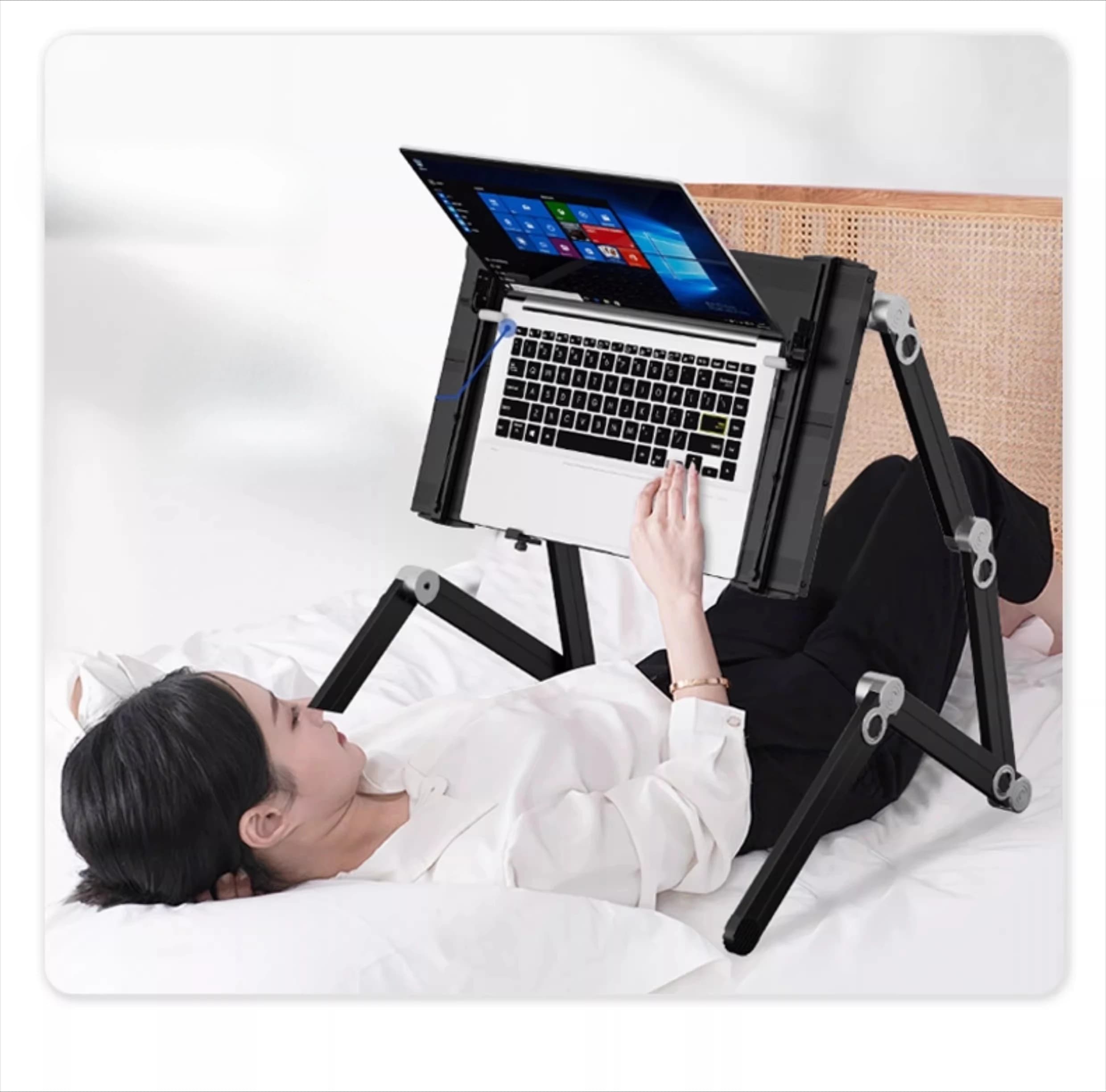 Supporto da letto Scrivania per computer Laptop Pieghevole Piatto sdraiato Gaming Mobile Ufficio portatile