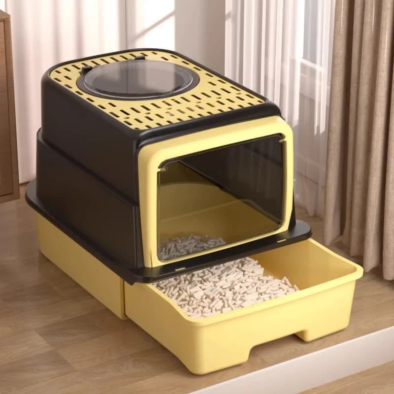 Lettiera per Gatti Completamente Chiusa, Accessori per Gatti di Grandi Dimensioni, Toilette per Gatti Antispruzzi Tipo Cassetto
