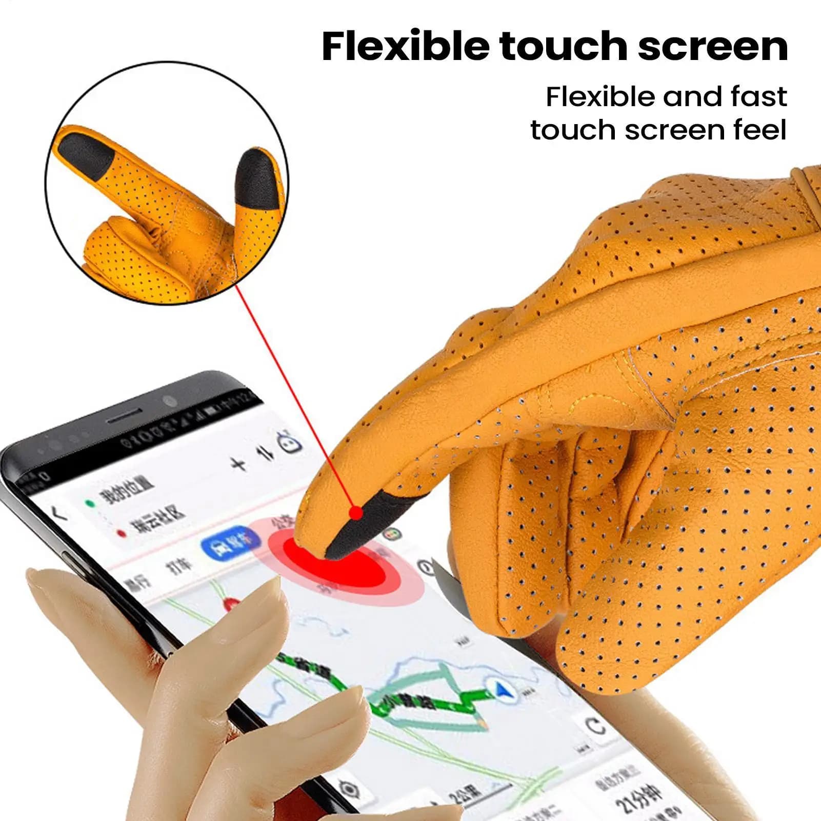 For Motorcycle Leather Motorcycle Gloves Retro Touch Screen Breathable Adjustable Outdoor Cycling Motorcycle Gloves For City