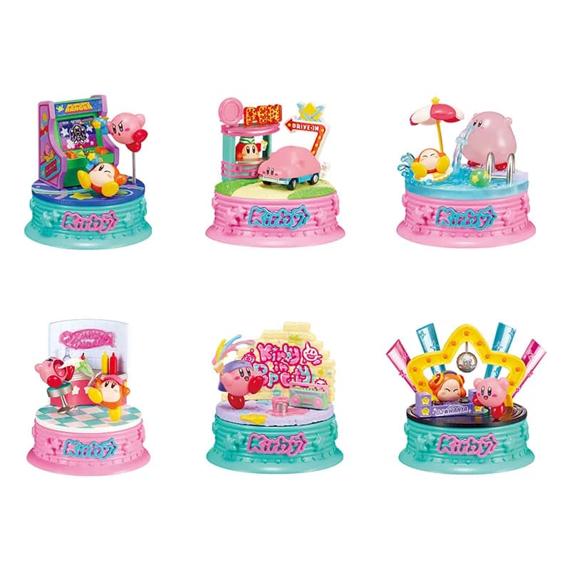 RE-MENT Kirby in Pop City Anime Blind Box Collezione di giocattoli Action Figure Simpatico modello di cartone animato Decorazioni da scrivania Regali di compleanno per bambini