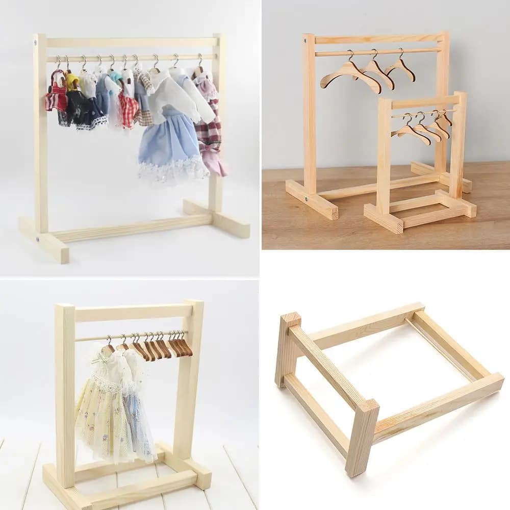 Clothes hanger for dolls Dolls Home accessories Wooden hanger for organizer clothes for doll bags