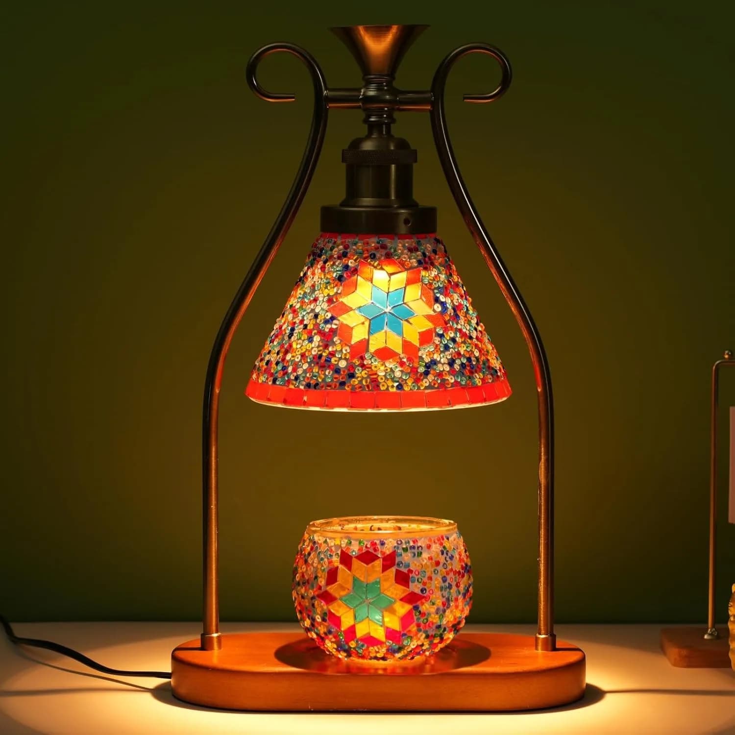 Lampada Scaldacandele a Mosaico, Dimmerabile, Lampada da Tavolo per Arredamento Casa (Lampadina Non Inclusa)