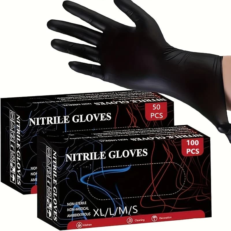 20/50/100 pezzi guanti neri guanti monouso in Nitrile per la pulizia dei parrucchieri guanti impermeabili per tatuaggi con punta delle dita