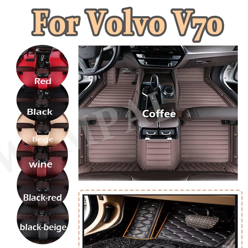 Luxury Custom Car Floor Mats For Volvo V70 2000 2001 2002 2003 2004 Auto Automotive Leather Men Women Car Mats Full Cover pads