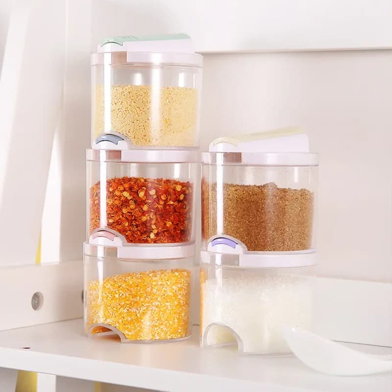 5 pz/set Cucina Zucchero Sale Pepe Spezie cremagliera Condimento Scatola di Immagazzinaggio Organizzatore Bottiglia pentola per condimenti barattolo di spezie contenitore set