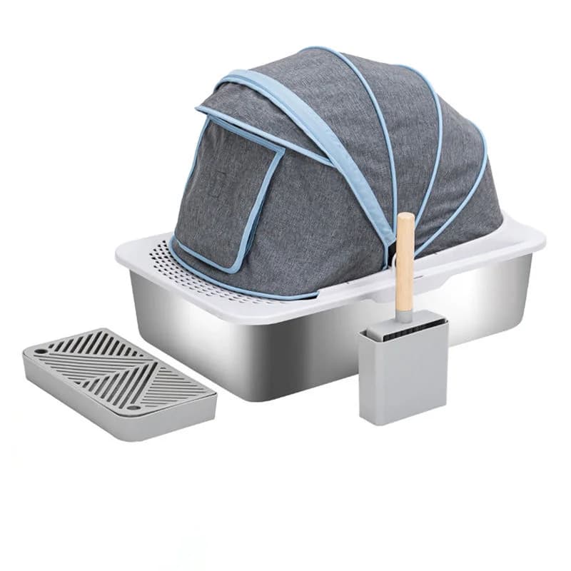 @ # Lettiera per Gatti Completamente Chiusa per Evitare Schizzi Esterni, Toilette per Animali Domestici in Acciaio Inox Pieghevole in Tela Facile da Pulire