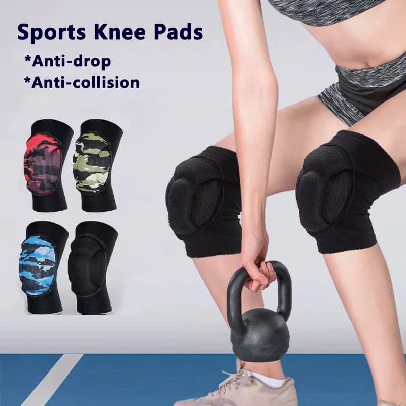 1 pair of sports knee pads thicken sponge knee brace support volleyball training dance yoga protection elastic knee