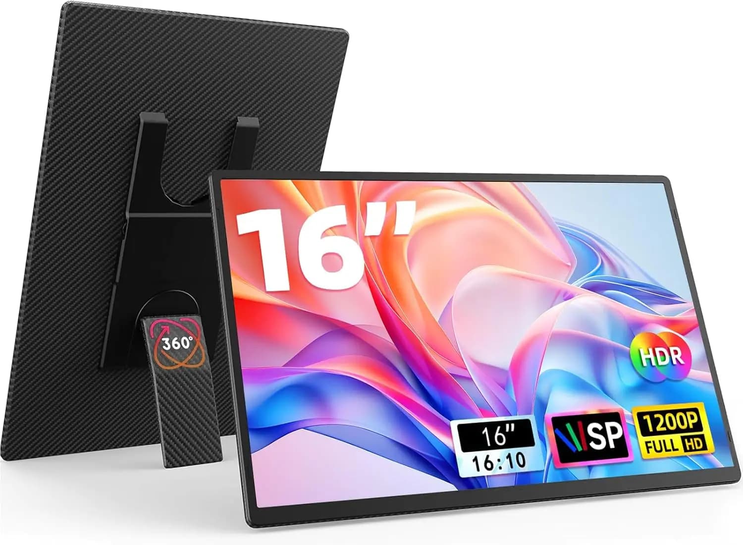 Monitor Portatile da 16 Pollici per Laptop - FHD HDMI USB-C HDR Doppio Display per Gaming e Viaggi con Supporto