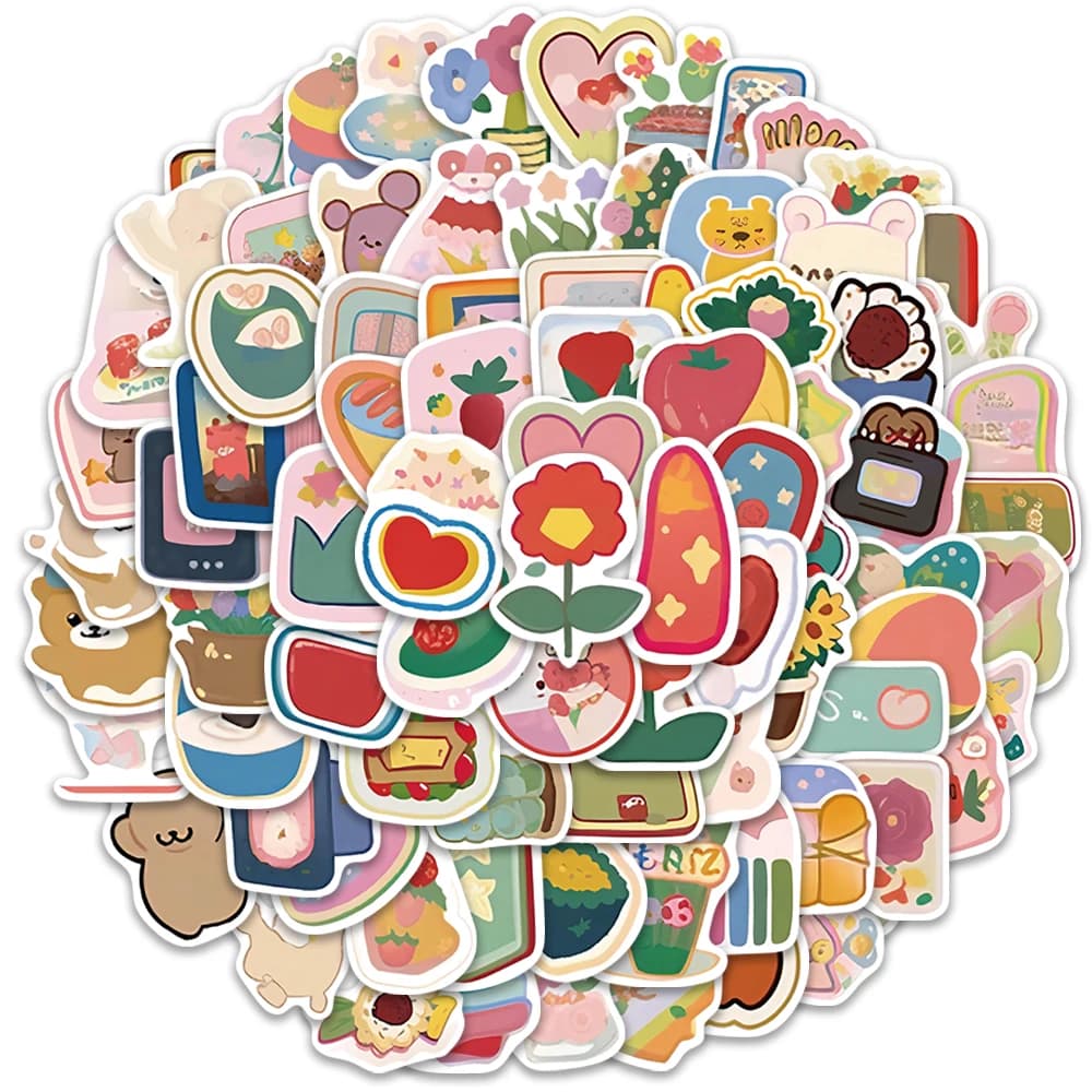 100PCS Watercolor Cute Simple Stickers Exquisite Bookkeeping Materials Phone Cases Laptop Suitcases Water Cups Waterproof