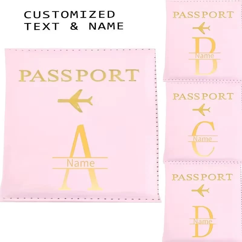 Custom Name Pink Passport Holder Travel Accessories Passport Cover Unisex Synthetic Synthetic Faux Leather Passport Covers