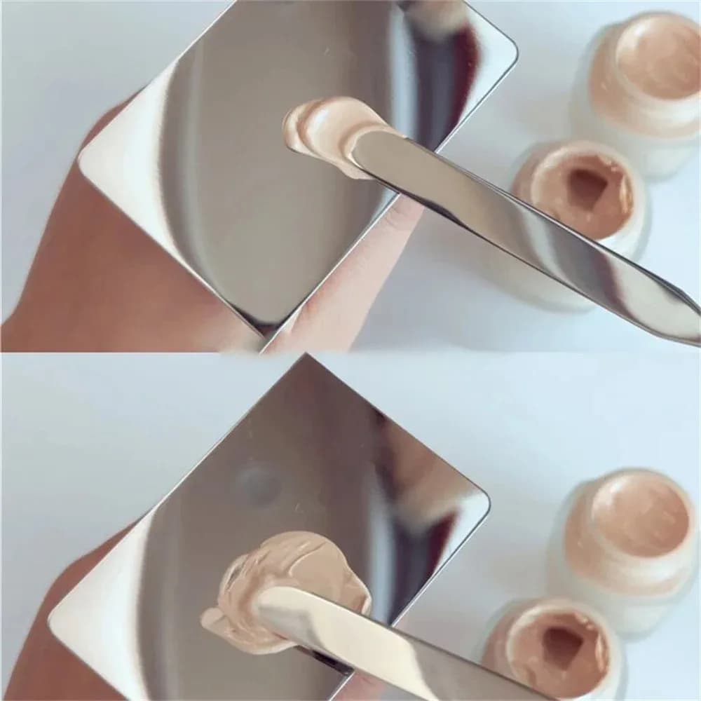 2PC Toner Makeup Mixing Mixing Stick Foundation Cream Mixing Cosmetic Make Up Tool Rod Set Spatula Stainless Steel Palette Tray