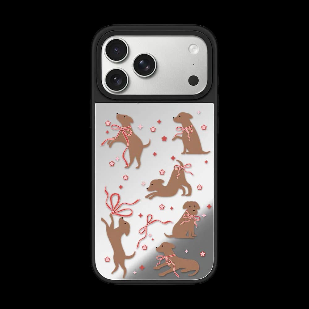 Cute Ribbon Dog Acrylic / Mirror Magnetic Case: Compatible with IPhone 17 16 15 14 13 12 Pro Max 17 Air