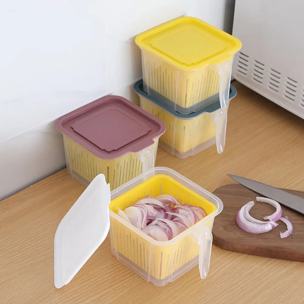 2Pcs Vegetable Storage Preservation Box Versatile Draining Crisper Home Kitchen Container for Fresh Food Snack Organization