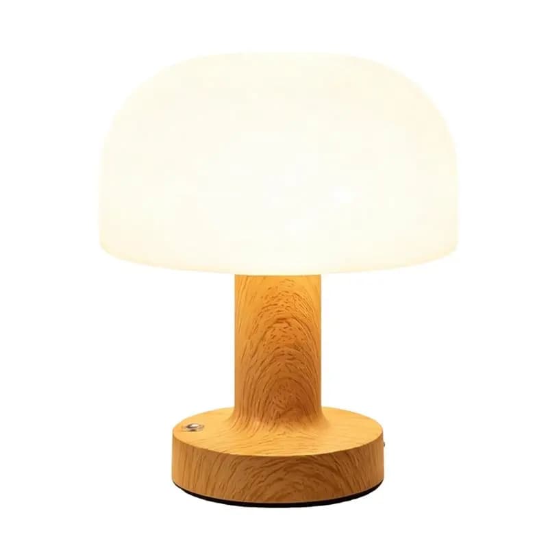 ABRU-Small Mushroom Lampada da tavolo con batteria ricaricabile da 2000 mAh, lampada da scrivania con regolazione continua per camera da letto/patio/soggiorno