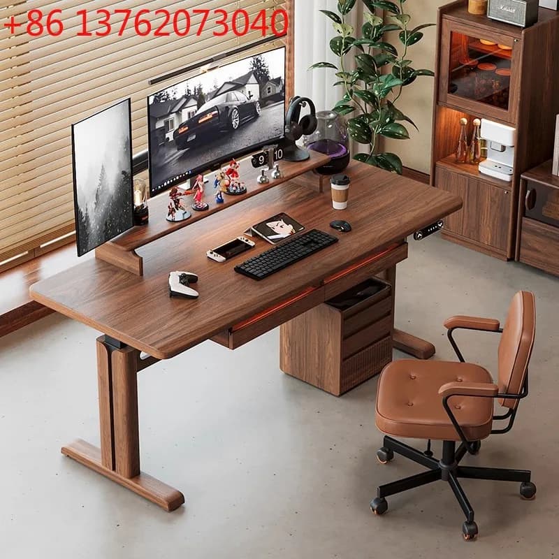 Scrivania elettrica regolabile in altezza, scrivania per computer in legno massello di seconda mano, scrivania da gaming, scrivania per studio a casa