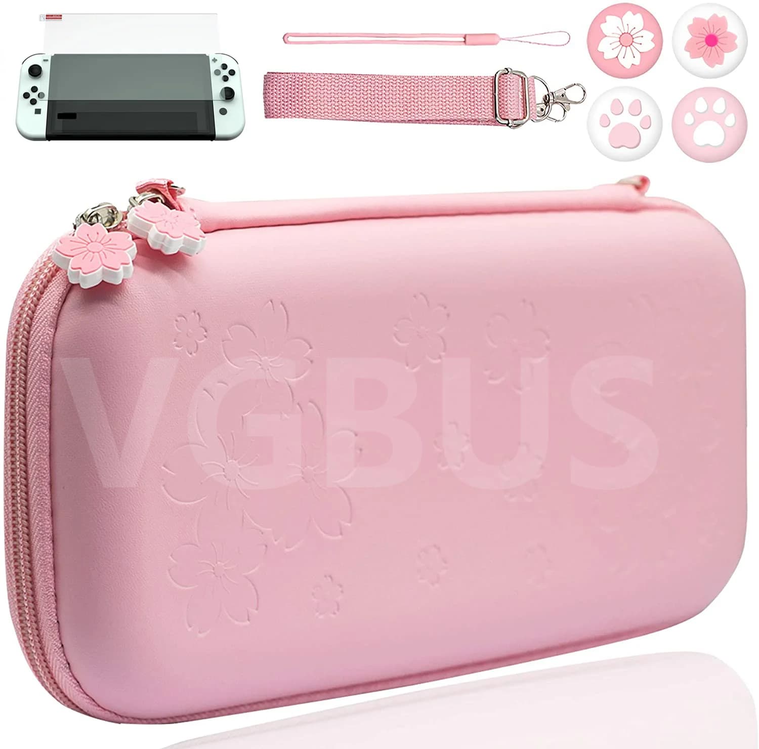 Custodia da viaggio impermeabile con custodia rigida rosa con 10 slot per schede di gioco per accessorio console OLED Nintendo Switch