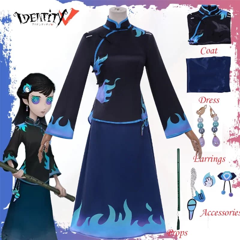 CosplayGame Identity V Cosplay Antique Costume Qi Shiyi Role Game Dress China Style Cheongsam Dress Puntelli Halloween C