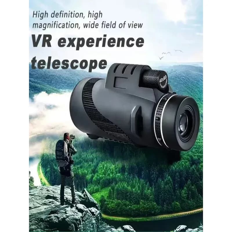 80x100 Potente telescopio monoculare Binocolo portatile Telescopio a lungo raggio Caccia da campeggio con clip per telefono treppiede
