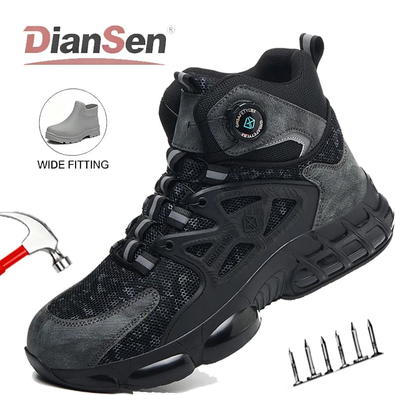 Scarpe e stivali da lavoro alti Scarpe antinfortunistiche anti-sfondamento Scarponi da trekking da uomo Scarpe indistruttibili Scarpe da passeggio casual Pulsante rotante