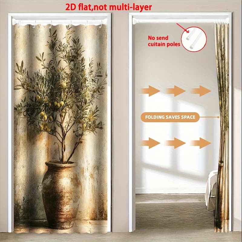 VIKAMA Tree of Modern Olive Folding - Tree in Realistic Vase with Hook System, Suitable for Textiles for Screens