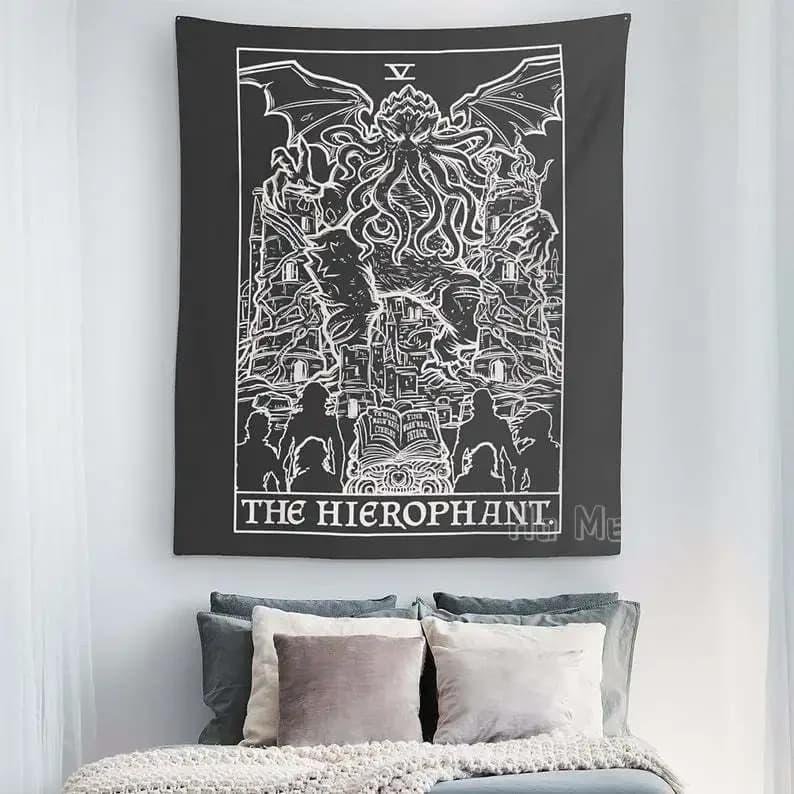 Il gerofanto Tarocchi Carta Arazzo Cthulhu Arte Halloween Decorazioni per la casa Horror Strega Appeso a parete