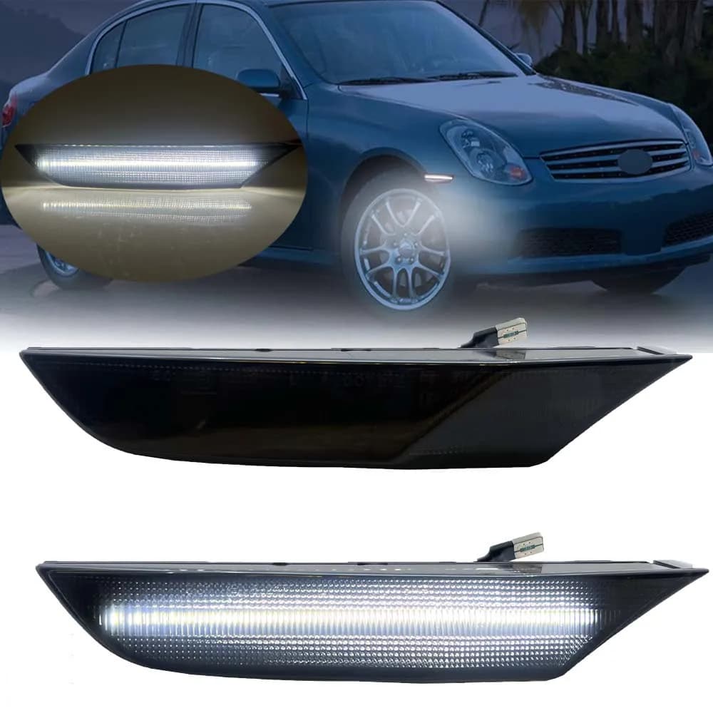 Paraurti anteriore bianco LED Side Marker Light coppia lampada per 2003 2004 2005 2006 G35 4D Sedan Base X Nissan Skyline V35 Sedan