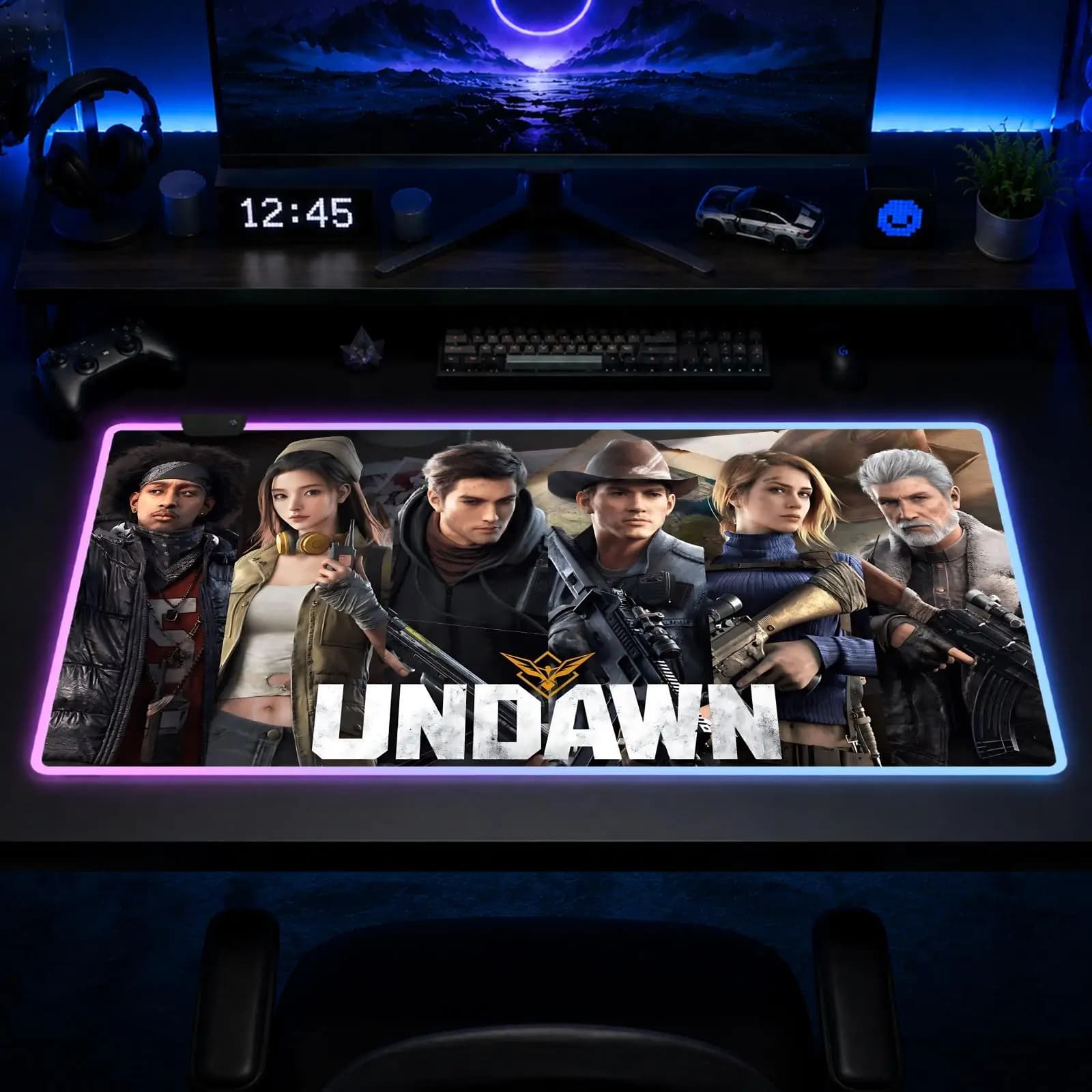 Undawn Mouse Pad Gaming Anime Mouse Pad XXL RGB Desk Mats LED Table Pads Backlit Rubber Desktop