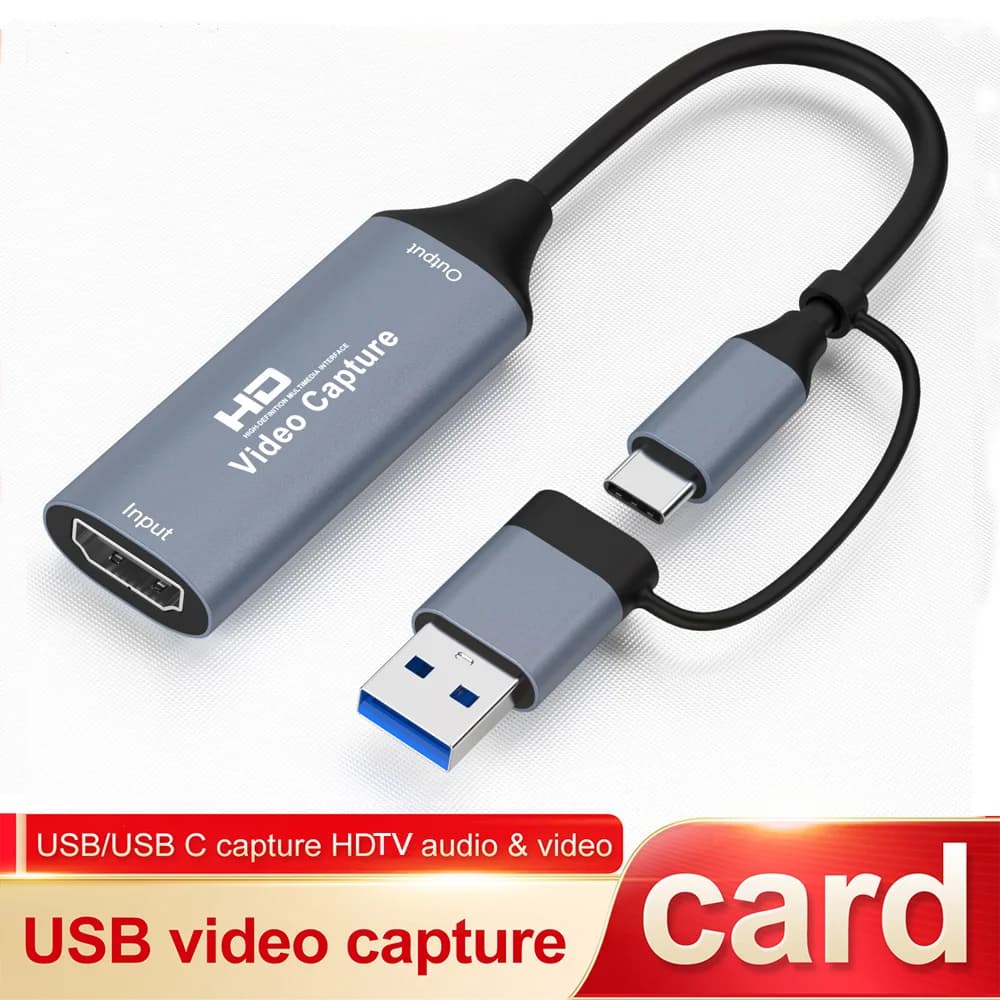 HDMI compatible 4K video capture card with USB 2.0 1080P 60fps Grabber Recorder for PS4 Game Camera Recording DVD Streaming live