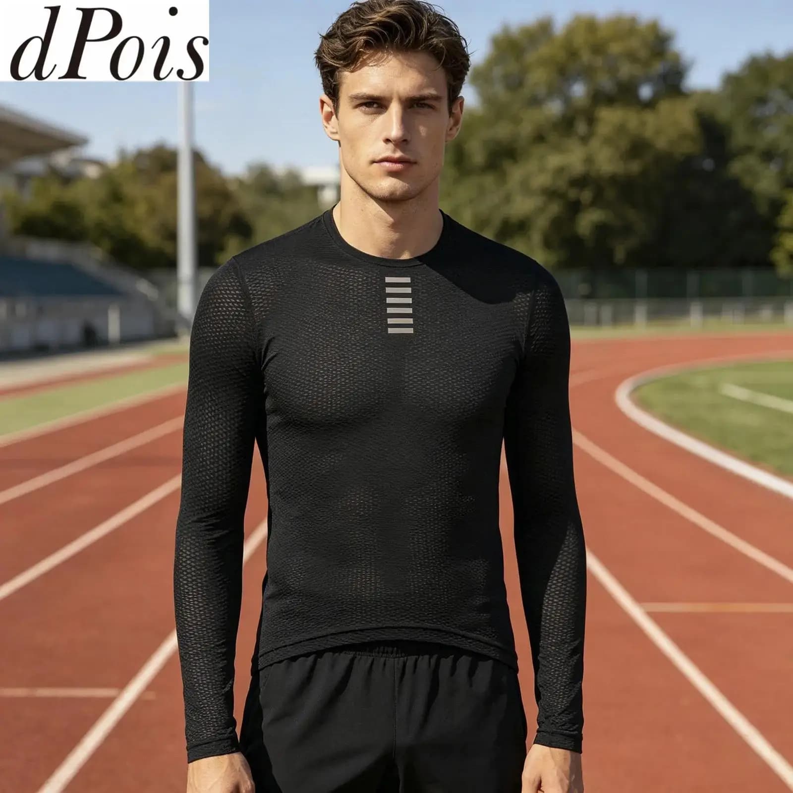 Men Moisture-wicking Cycling Jersey for Workout Running Training Long Sleeve Asymmetrical Hem T-shirt Quick-drying Athletic Top