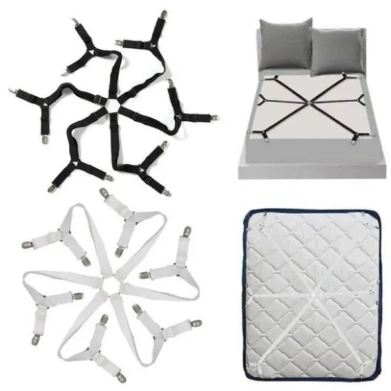 12 clip Supporto per lenzuolo elastico regolabile Clip per materasso Elementi di fissaggio Copri coperte Pinze per cinghia di fissaggio antiscivolo Nero/Bianco
