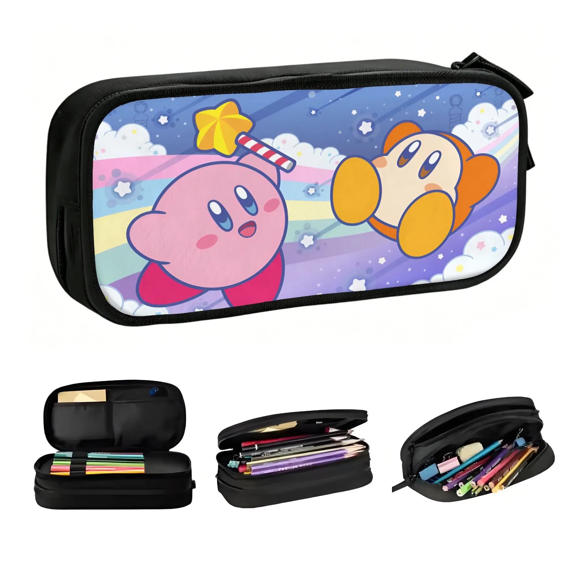 Custom K-Kirbys Kawaii Pencil Cases Men Women Large Capacity Cartoon Pencil Bag School Supplies