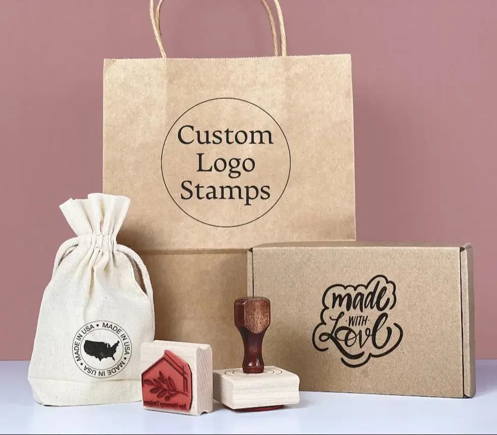 Timbro Personalizzato con Logo per Matrimoni, Timbri in Gomma su Blocco di Legno, Sigillo per Branding Aziendale e Packaging Personalizzato