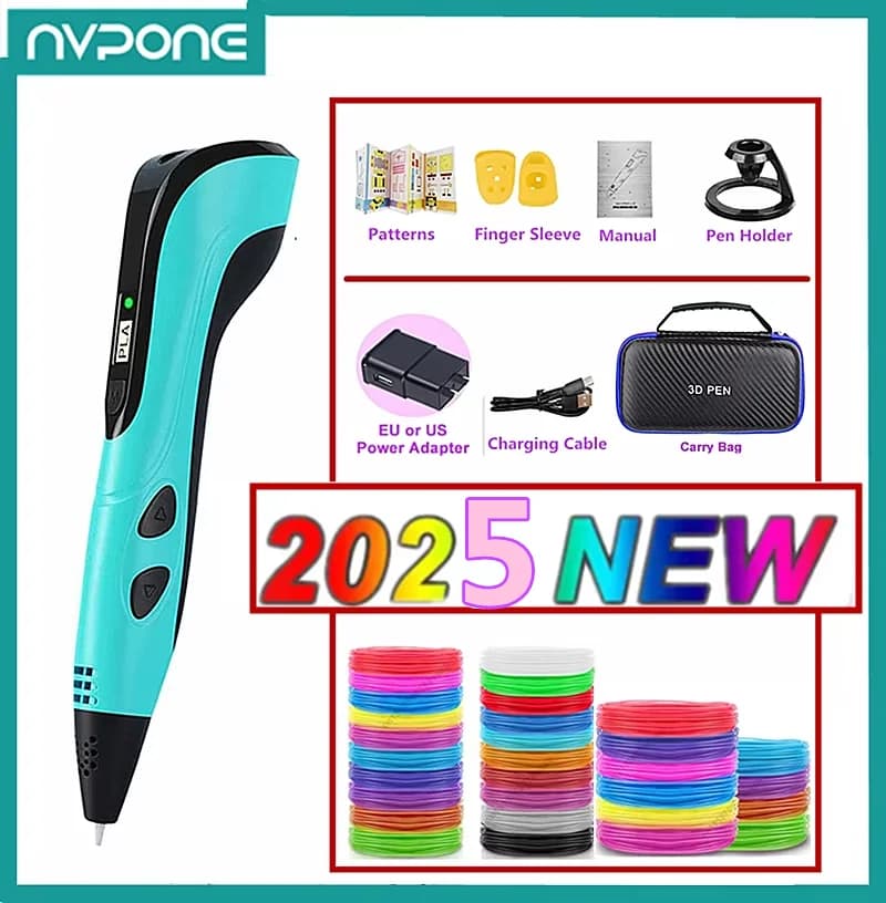 2025 New 3D Pen 3D Printing Pen for Kids Creative Pens DIY Filament PLA Birthday Gift for Kids Portable with Christmas