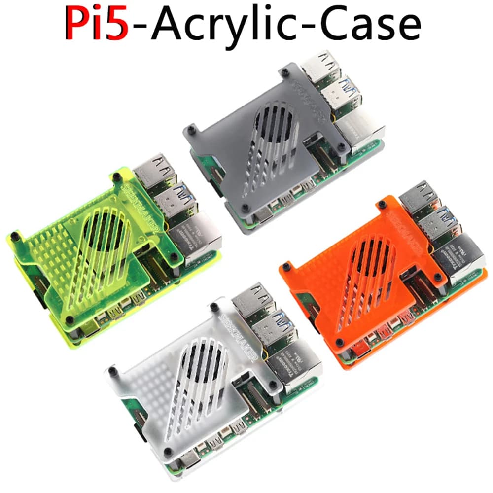For Raspberry Pi 5 Acrylic Case with Shocked Clasp Shell for Pi5 Cooling Fan