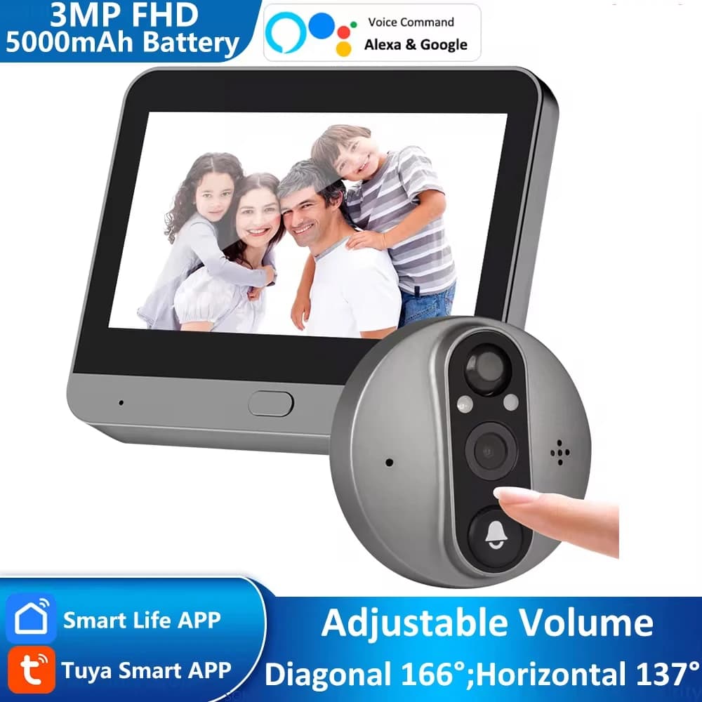 4.3 pollici Tuya APP WiFi campanello visivo porta spioncino videocitofono telecamera citofono wireless di sicurezza domestica per IOS Android