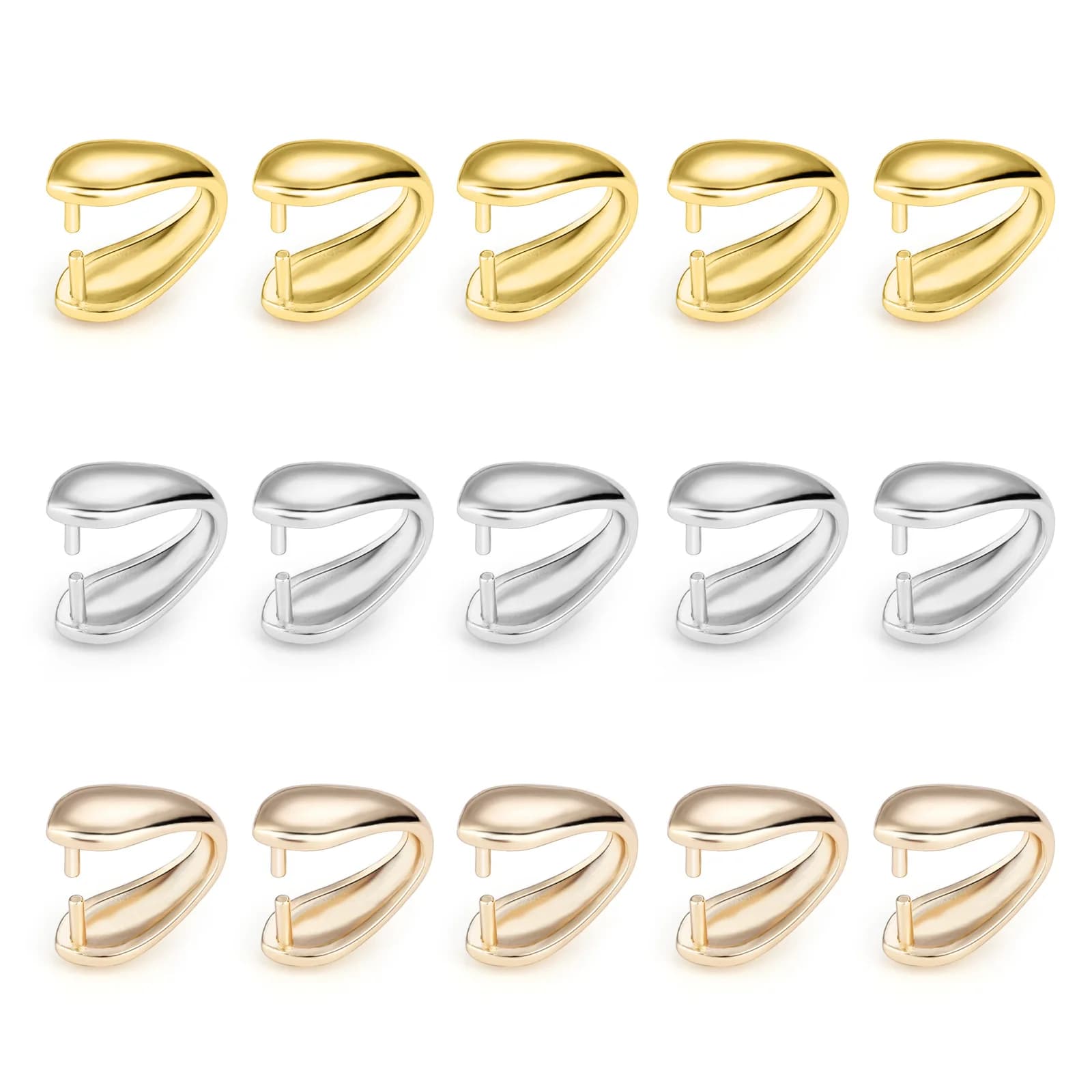 Pendenti placcati in oro 18K/14K Pizzico Bail Catenacci Ottone Metallo Semi di melone Catenacci per collane Ganci Clip Accessori per connettori