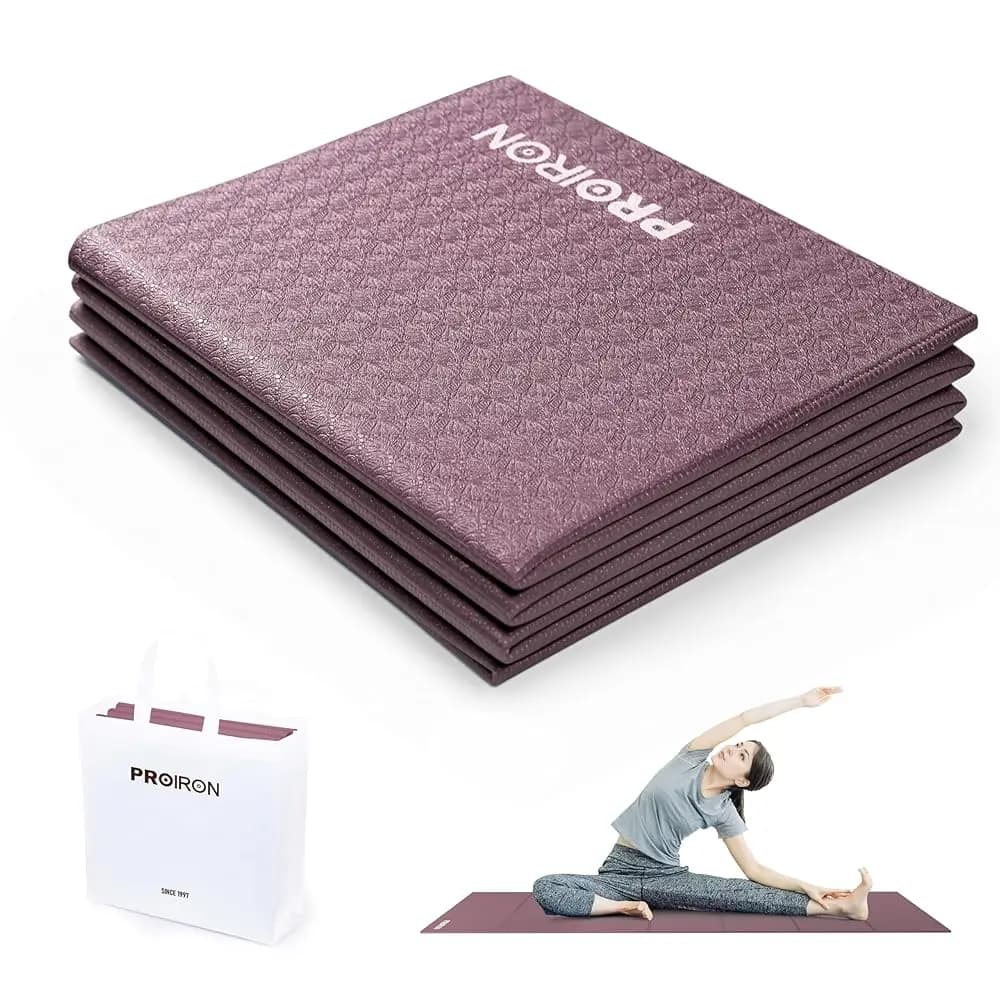 Tappetino Yoga Pieghevole 0.24/0.16 per Allenamento a Casa e Viaggi, Tappetini Yoga da Viaggio Antiscivolo con Borsa per il Trasporto, Tappetino Yoga Comprimibile per Casa