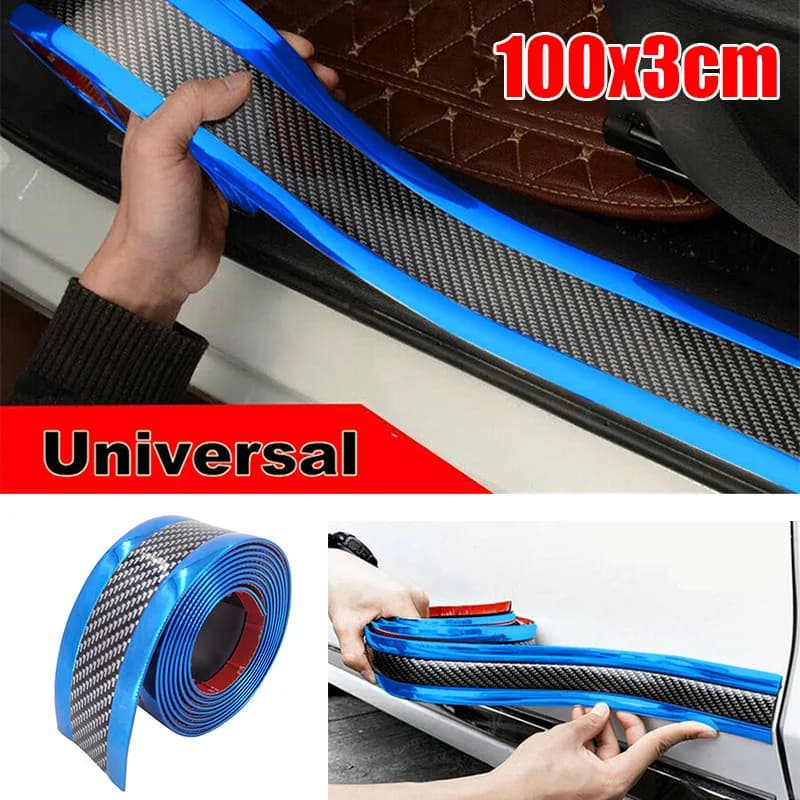 Striscia Protettiva Antiurto per SUV, Sottoporta 3cmx1m, Protezione in Fibra di Carbonio Blu, Protezione Posteriore in Fibra di Carbonio Blu