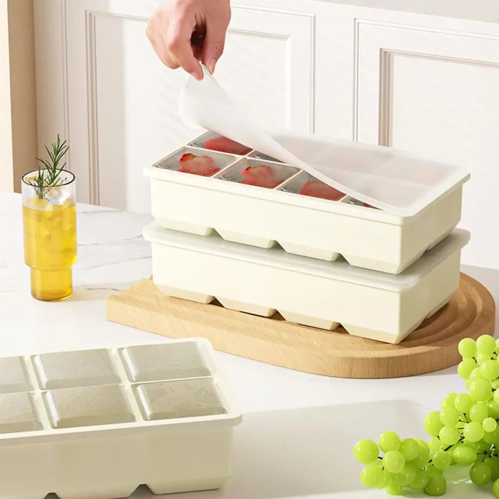Stampo per Ghiaccio Grande in Silicone Alimentare, Vassoio Quadrato per Cubetti di Ghiaccio, Modello per Blocchi di Ghiaccio per Pub e Vino