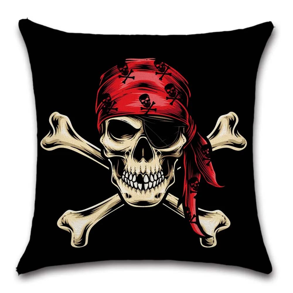 Fodera per cuscino con stampa teschio di pirata, decorativa per la casa, divano, sedia, sedile auto, regalo per amici, bambini, ragazzi, camera da letto, federa
