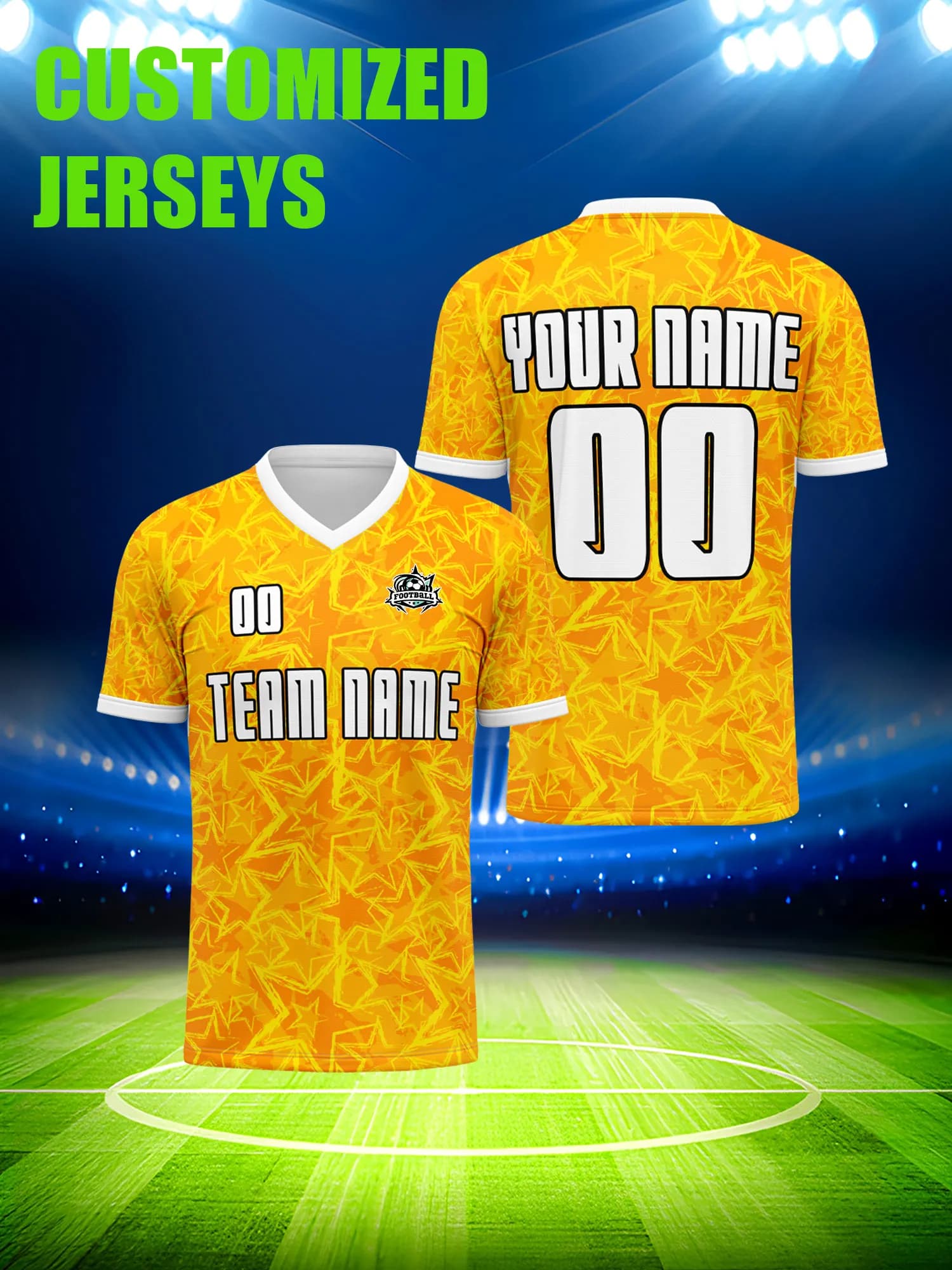 Maglia da calcio personalizzata con immagine, numero e nome personalizzati, tessuto morbido e confortevole per tutto il giorno.
