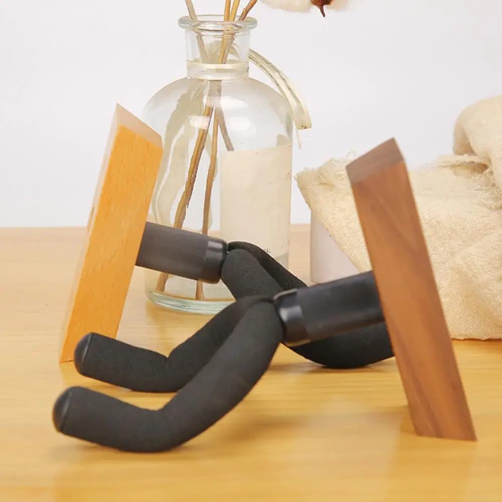 Wood Ukulele Hanger Wall Mount Guitar Hook with Screws Rotatable High-density Sponge Holder Electric Acoustic Ukulele Hanger