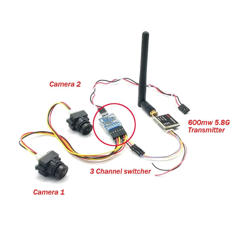 EWRF FPV Sistema doppia fotocamera 1000TVL CMOS Mini due telecamere + 5,8 Ghz 600 mW 40CH VTX + supporto interruttore 3CH PMW per RC Racing Drone