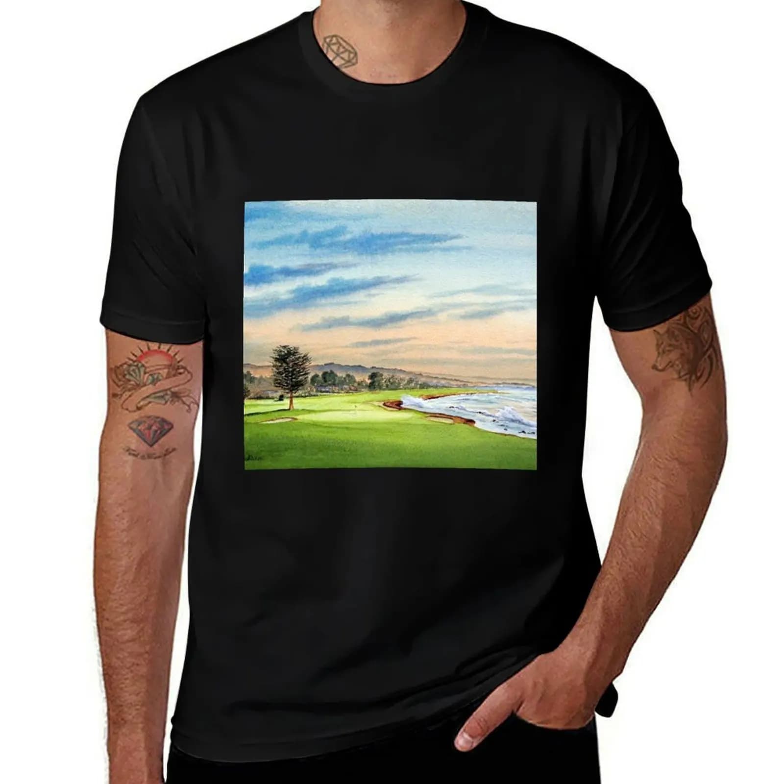 T-shirt Pebble Beach Golf Course 18Th Hole T-shirt sportiva da uomo