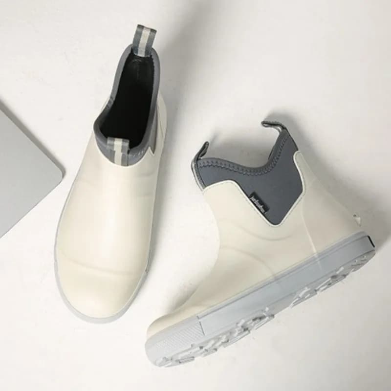 Scarpe da pioggia da uomo Scarpe impermeabili da esterno corte Scarpe da trampolino antiscivolo Stivali da pioggia con fondo piatto Scarpe da pesca da uomo